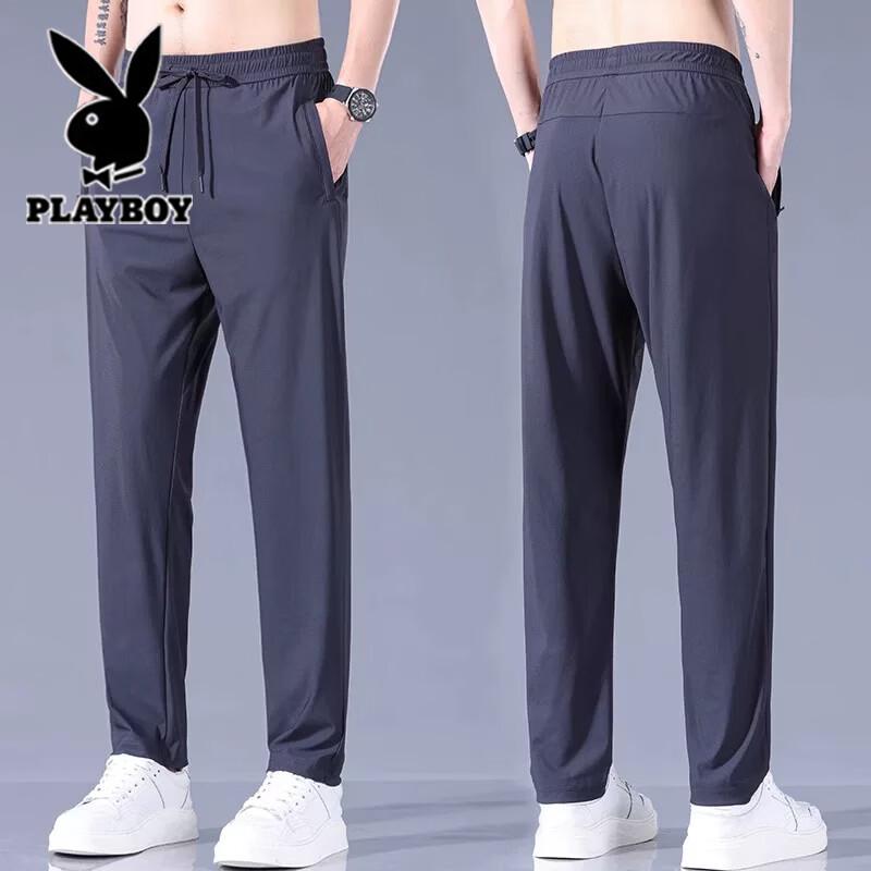 Playboy Men s Ice Silk Casual Straight Pants 3XL