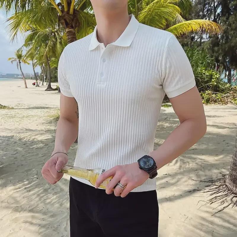 2024 Men's Slimming Solid Color Short-Sleeve Trendy Summer Polo