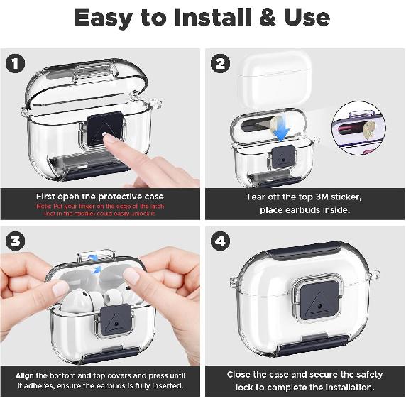 Double Security Lock for AirPods Pro 3 Case with Phone Stand, Anti-Scratch Shockproof Protective Case Cover Compatible with Airpods Pro 3 with