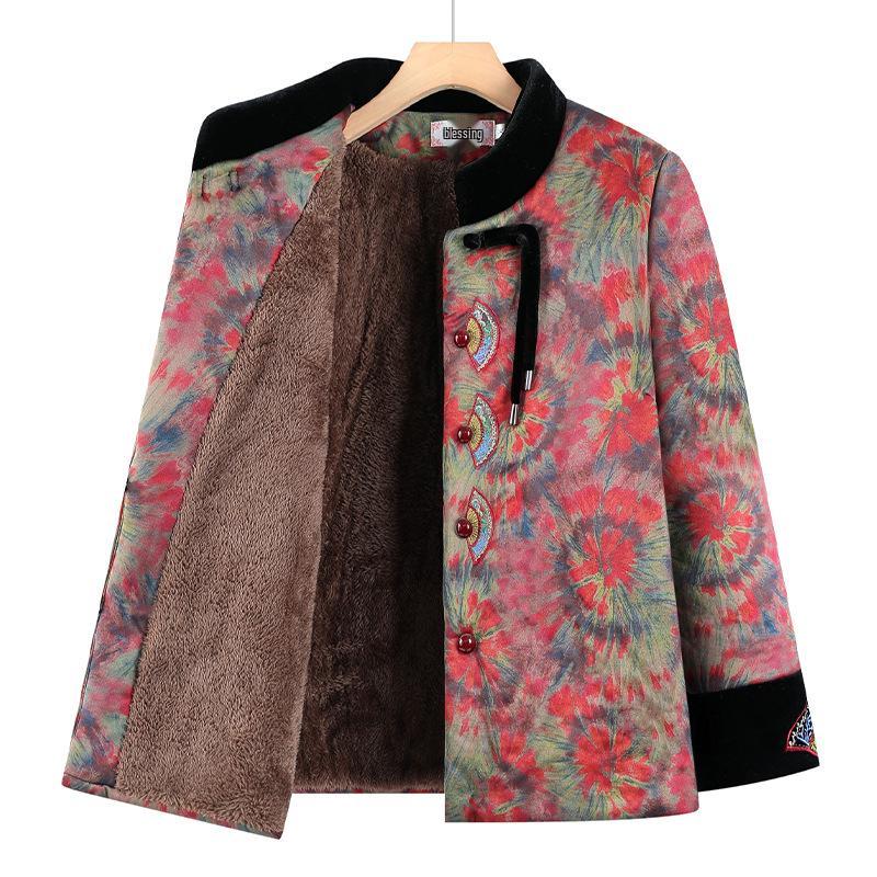 

2025 Women s Winter Plus Velvet Thickened Cotton Jacket for Cold Protection - Ideal for Middle-aged and Elderly XL (Suggest 80-95 Jin)