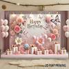 2D Pink Floral Backdrop for Girls' & Women's Birthday Shoots