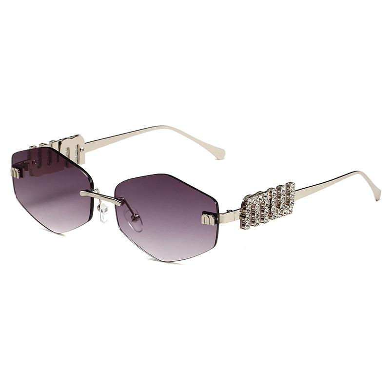 New Trend Metal Frameless Rhombus Fashion Sunglasses European and American Women's Sunglasses Trend Sunglasses