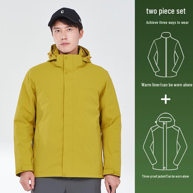 Op maat Gemaakte Winddichte en Waterdichte Heren 3-in-1 Outdoor Jas met Logo Bedrukking voor Bedrijfs- en Teamkleding