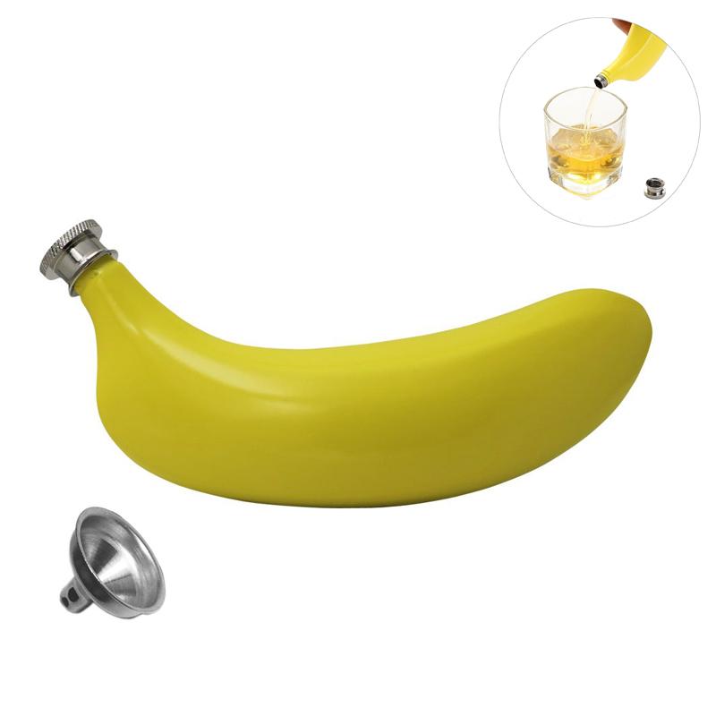 5 oz Banana Hip Flask Food Grade Stainless Steel Flask with Funnel Leak Proof Hip Flask For Alcohol Whiskey Vodka JT31