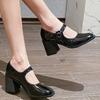 Mary Jane Shoes Women British Style Spring Autumn Retro Square Head High Heels Casual Comfortable Party Pumps Zapato De Tacon