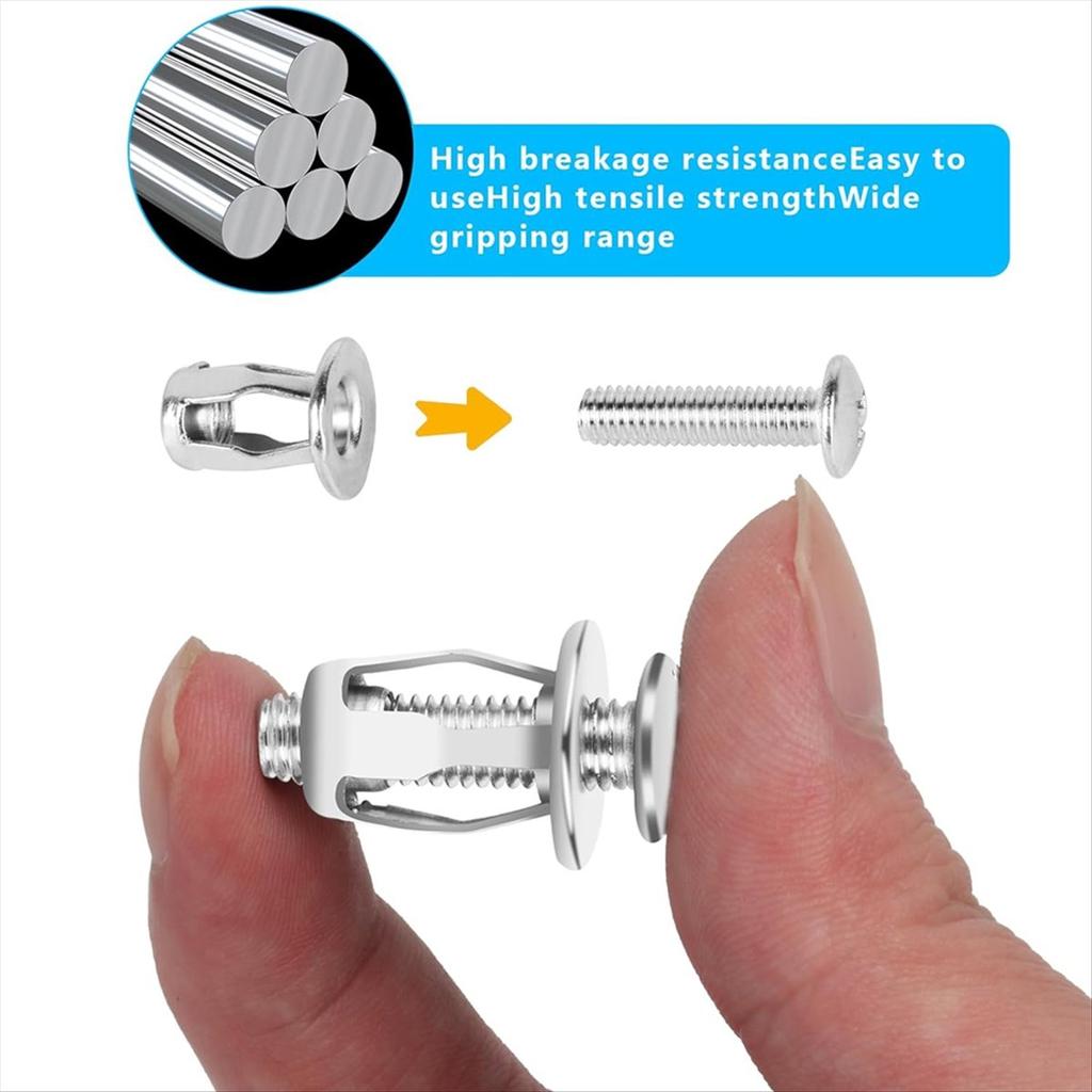BHBL 40 Pcs Hollow Door Anchors and Screws, Hollow Metal Cavity Fixing Core Door Anchors for 0-5mm Door Hollow Wall Sheet