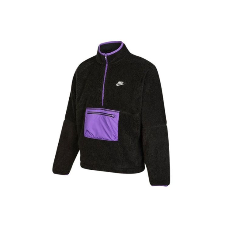 Nike Sportswear Club Winter Half-Zip Fleece Jacket Black Purple DQ4881-010 L