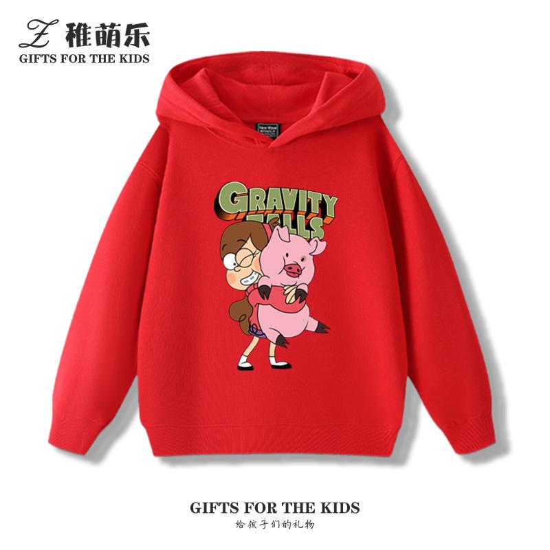 Gravity Falls Anime Fun Hooded Sweatshirt Boys Girls Children's Fall and Winter Padded Cute Casual Trend Warm Long Sleeve Top