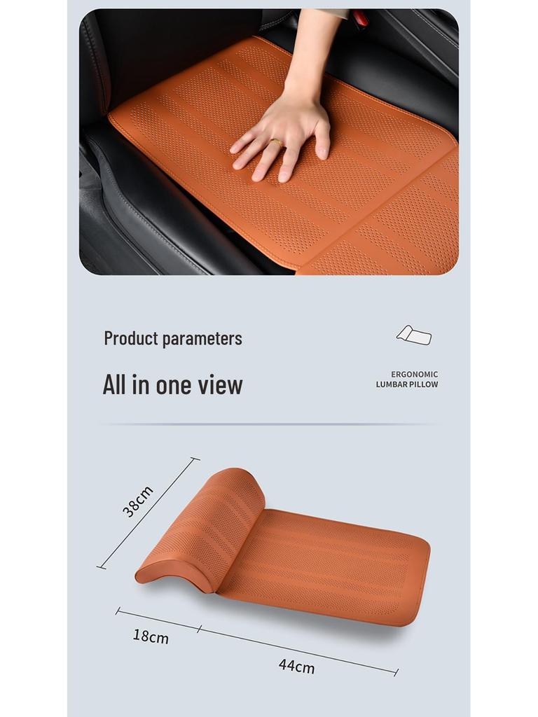 Universales Leder-Autositzkissen mit Beinstütze – Perforiert, Atmungsaktiv, Ganzjahresdesign