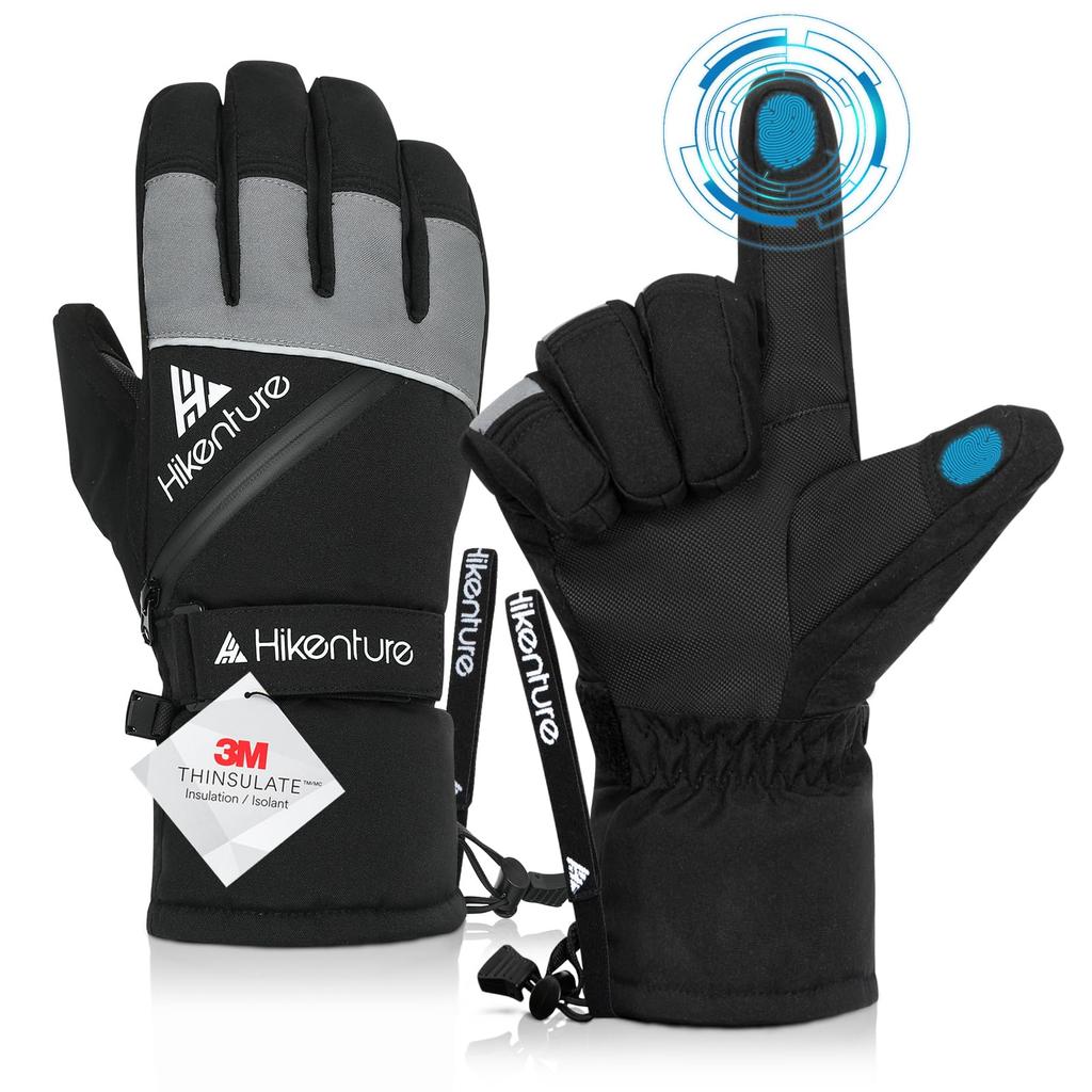 Hikenture Ski Gloves with 3M Thinsulate Double Waterproof and Snowboard and Loss Snowboarding Cold Weather Gloves for Men and and Snowboarding Gloves