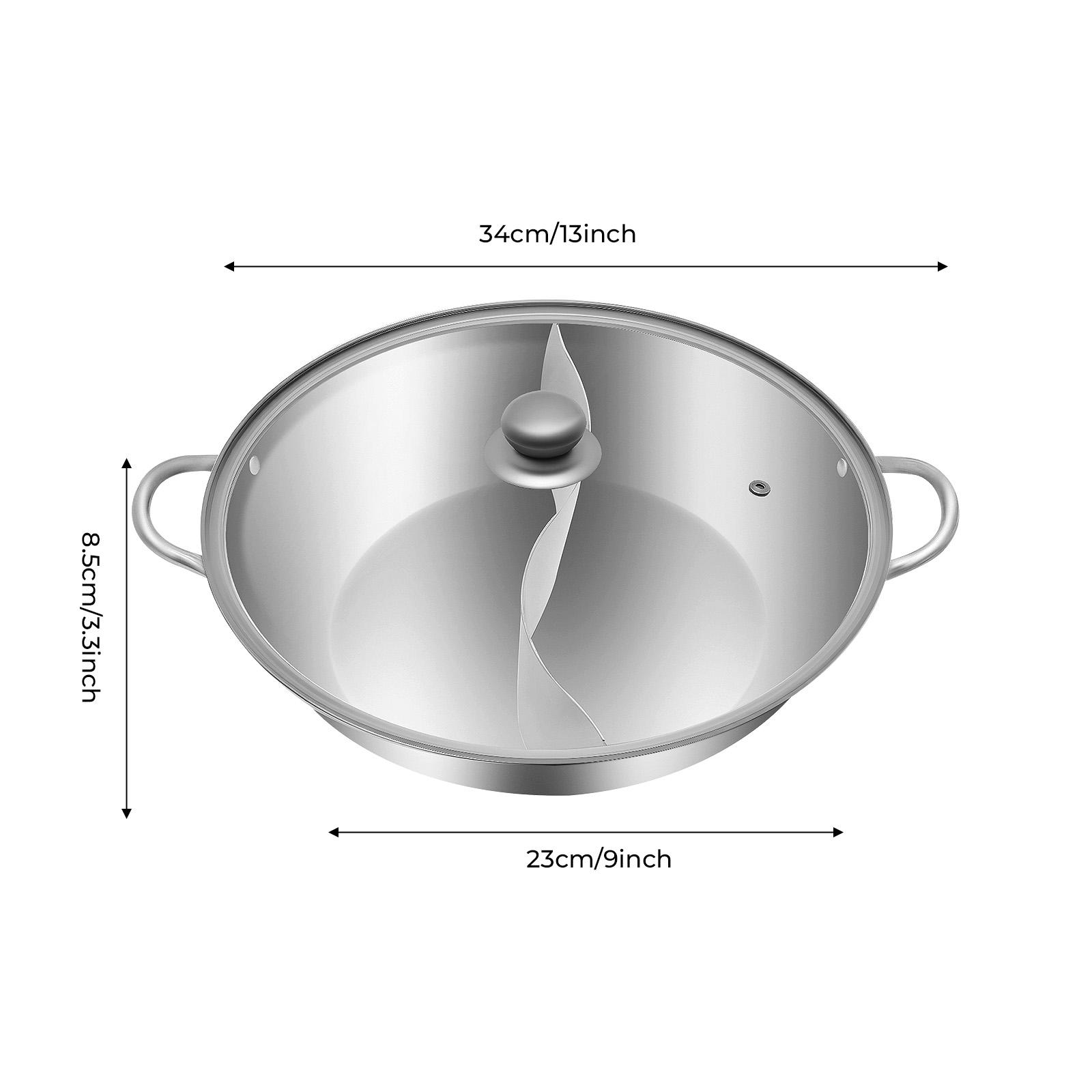 Набор круглого хот-пота BYMAOCAR, Хот-пот из нержавеющей стали с разделителем, Кастрюля для шабу-шабу со стеклянной крышкой для отелей, ресторанов, дома