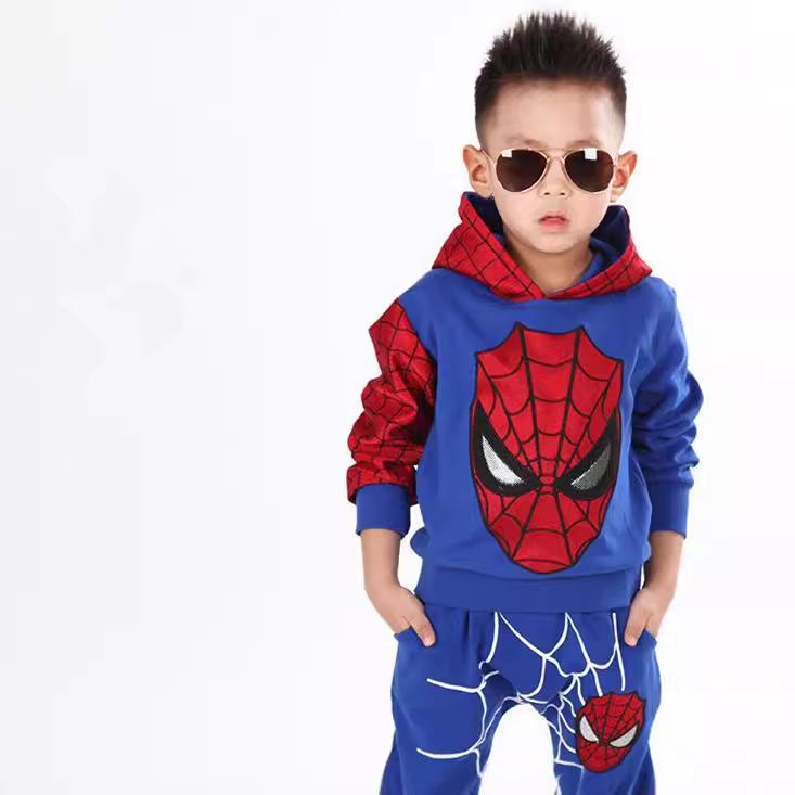 2023 Spring & Autumn Korean Style Boys' Spider-Man Hoodie Sweatshirt Set