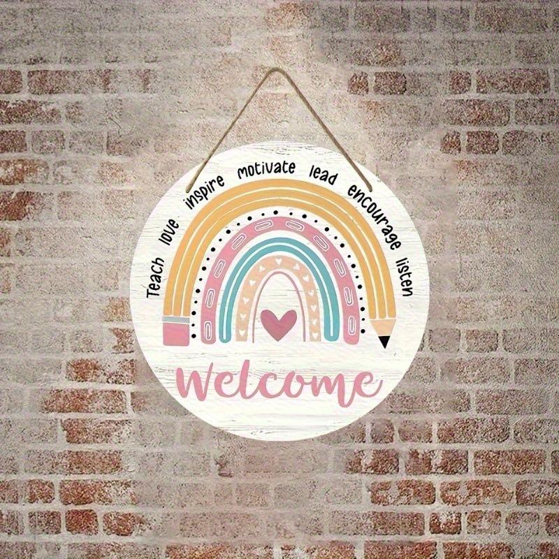 

2D Плоский 20*20см, Украшение для класса, Круглый деревянный декоративный, Креативные декоративные таблички для классов, для дома, сада, Декор для класса. 20*20cm