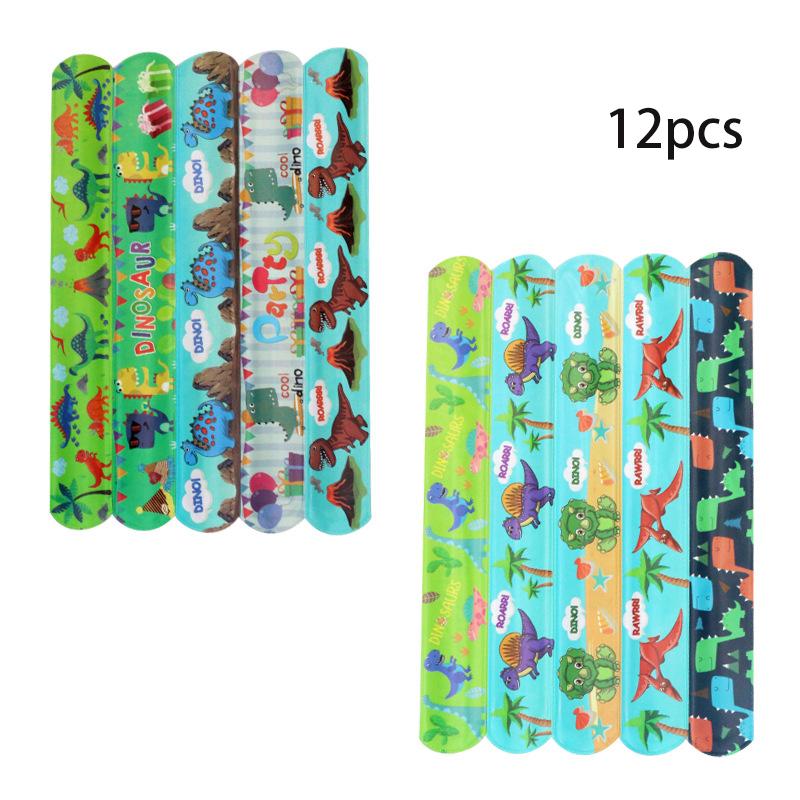 12PCS PVC Slap Bracelets Cute Animal Capybara Dinosaur Bees Kids Birthday Party Favors School Rewards Children's Day Gift