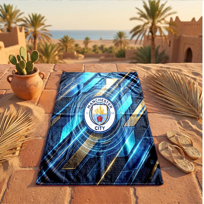 Asciugamano da Spiaggia in Microfibra con Stampa Manchester City Asciugatura Rapida Assorbente Grande Asciugamano per Spiaggia Nuoto Viaggio