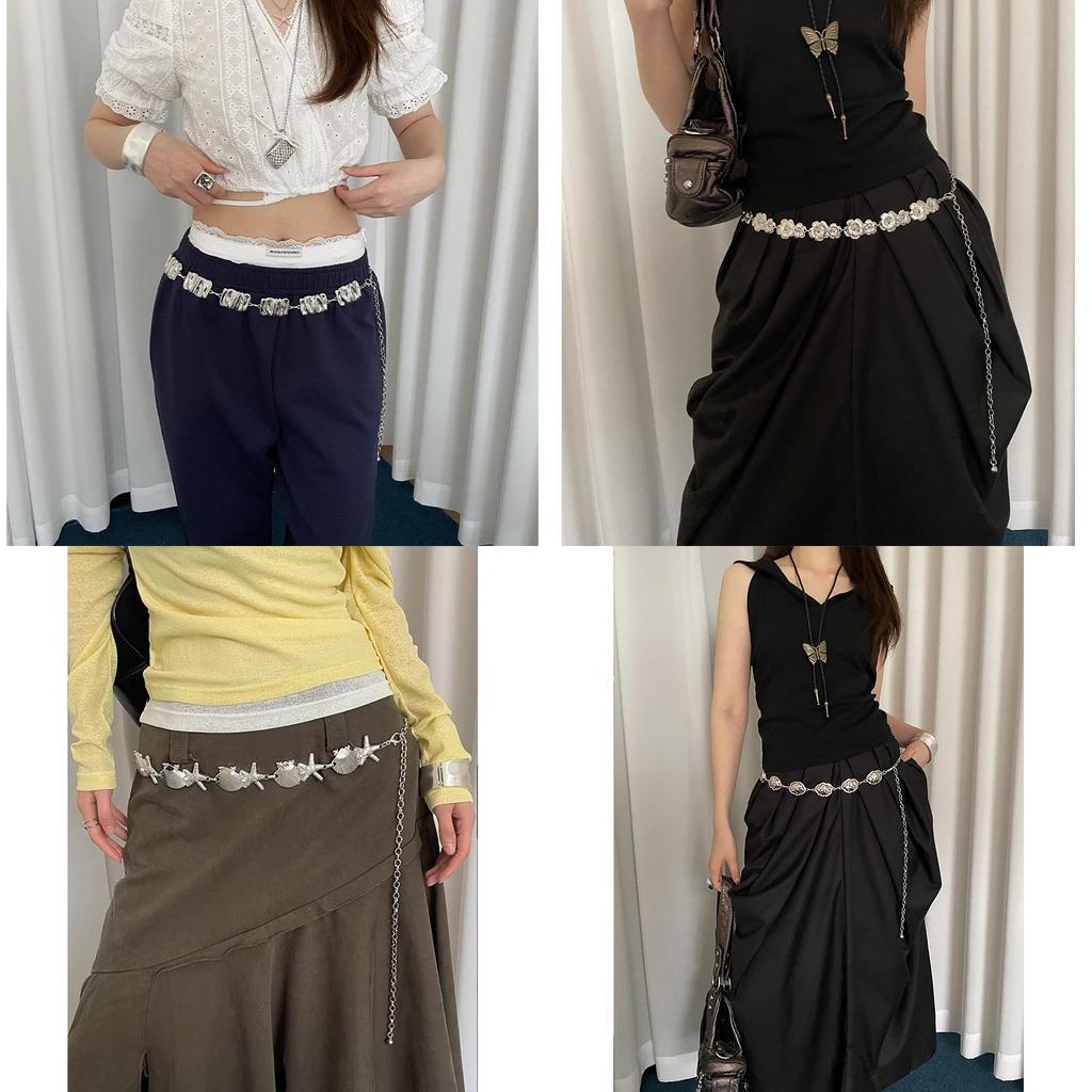 Bohemian Metal Waist Chain For Women With Pearl Heart And Geometric Pattern Summer 2025 Fashion