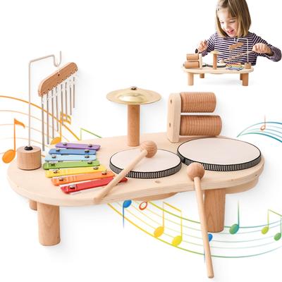 Instrumente muzicale din lemn pentru bebeluși, jucării, instrumente de percuție multifuncționale, tobe, pian cu opt tonuri, jucării Montessori, cadouri de aniversare