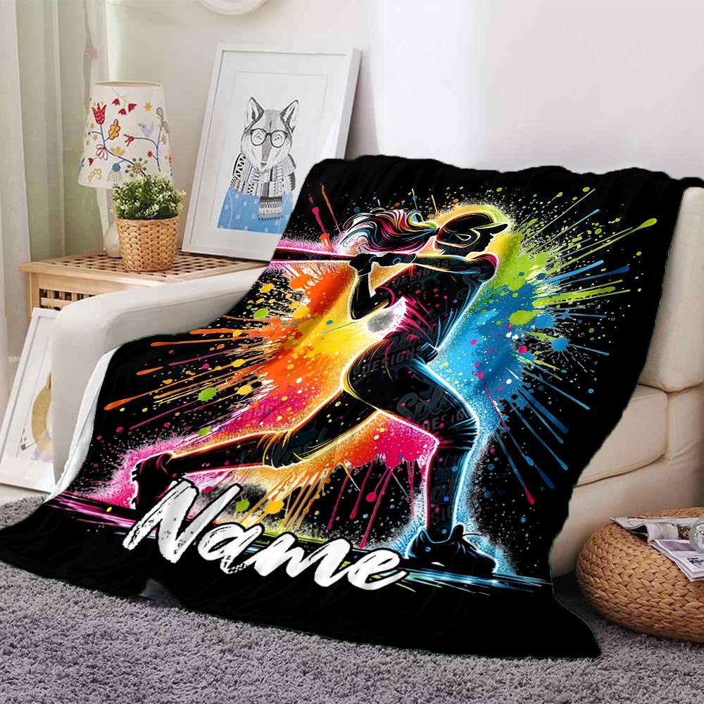 Custom Name Baseball Theme Printed Blanket - Perfect for Couch, Bed, Travel & Outdoor Use | Machine Washable, Cozy & Durable.