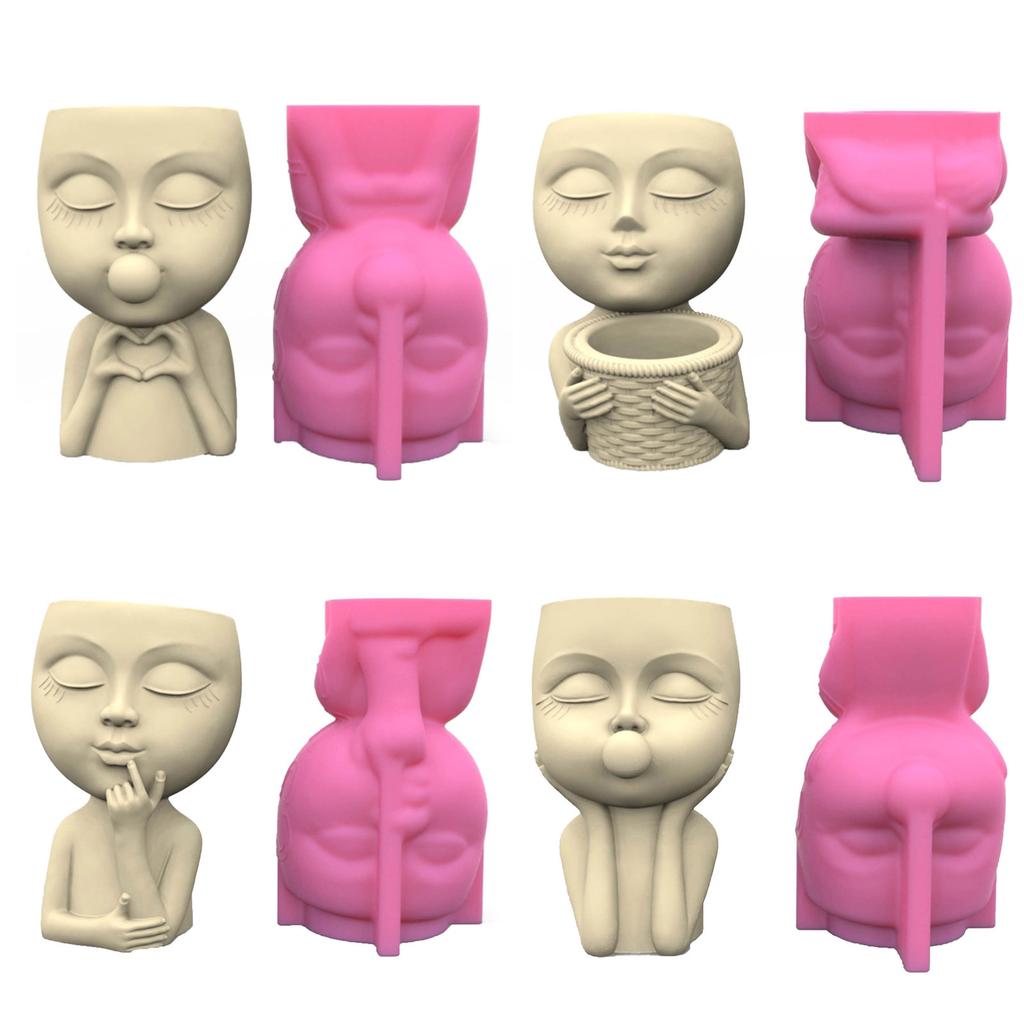 Minimalist Designs Mold Succulent Planter Silicone Molds Girl Head Shapes Flower Pot Epoxy Mould for DIY Enthusiasts