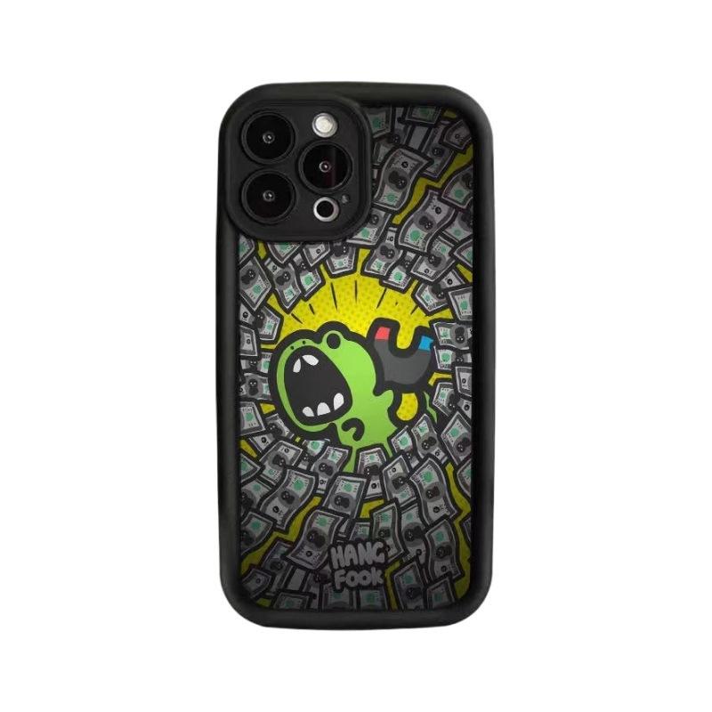 Sucking Money and Shouting Frog Frog Is Suitable for Apple 14plus Mobile Phone Case 13promax Creative 15pro New 12 Soft X