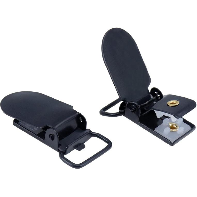 T Tulead Suspender Clips Black Clips Metal Holder Clip Fasteners Pants Clip Buckle Clamps Pack of 20