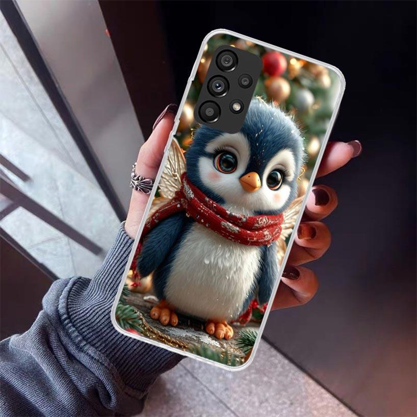 Christmas Penguin Phone Case For Samsung Galaxy A12 A52S A42 A32 A22 A51 A50 Note 20 Ultra 10 S10 Plus A71 A70 A31 A30 A10S Gala