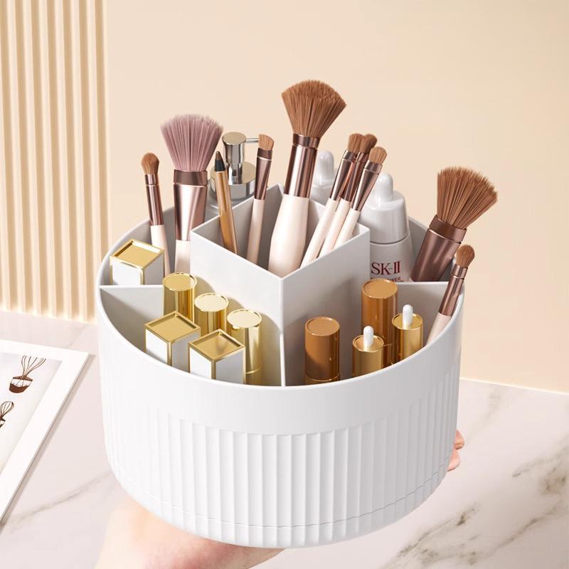 1 makeup brush holder storage box, 360° rotating makeup brush storage box, 5-slot makeup brush cup, suitable for cosmetics, pen