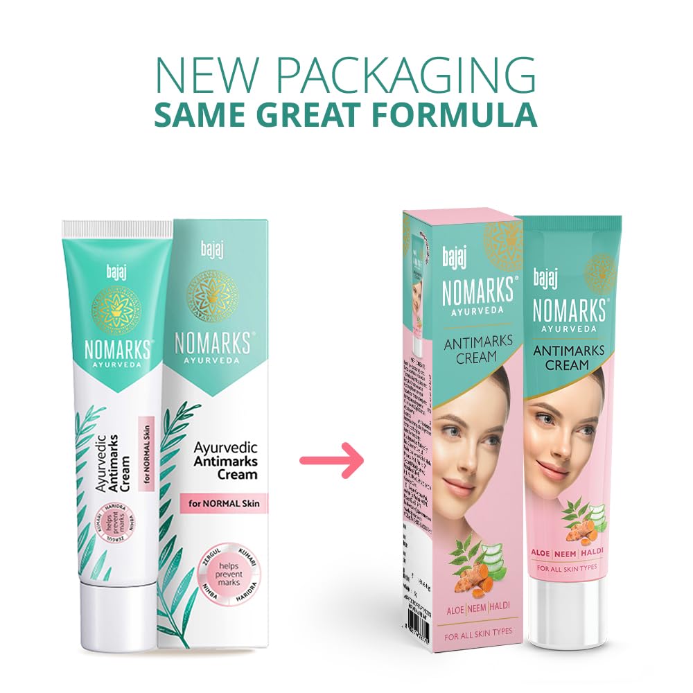 BAJAJ Nomarks Ayurveda Cream for Normal Skin 25gm Pack of 1 with Soothing Calendula and Turmeric Protection