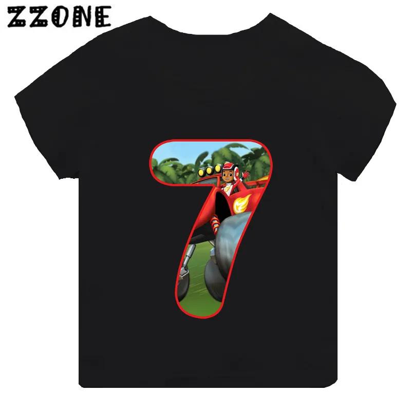 Blaze And The Monster Machines Cartoon Boys Clothes 1 2 3 4 5 6 7 8 9 Years Birthday Number Bow Kids T Shirt Baby Girls TShirts