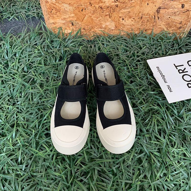 High-quality New Uniform Canvas Shoes Female Hong Kong Taste Niche Retro Big Head Shoes College Style Student Women's Shoes