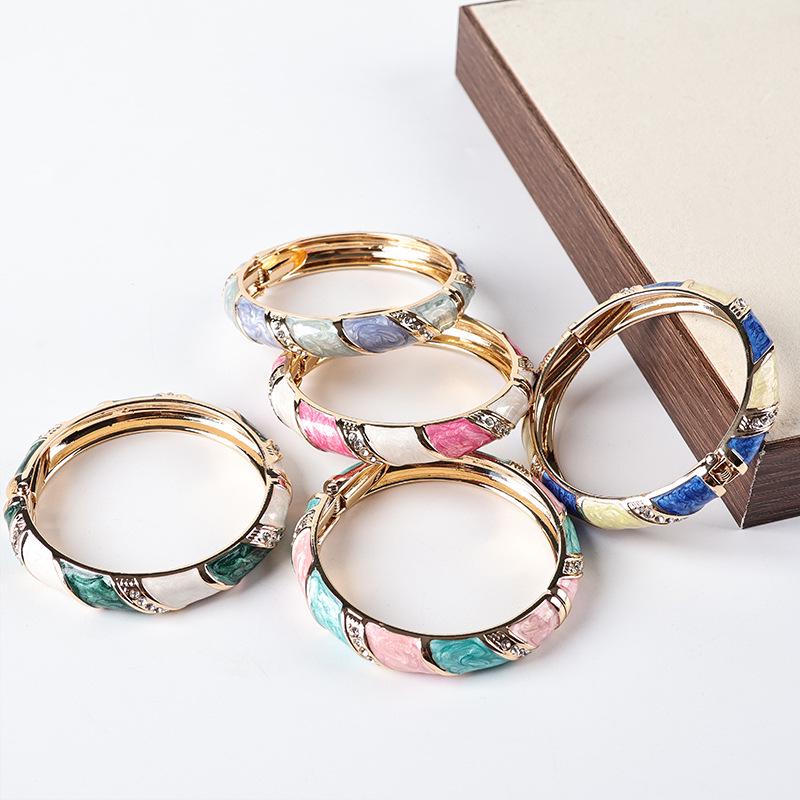 Retro Alloy Enamel Colorful Non-fading Drip Oil Bracelet - Light Luxury High-End Feel