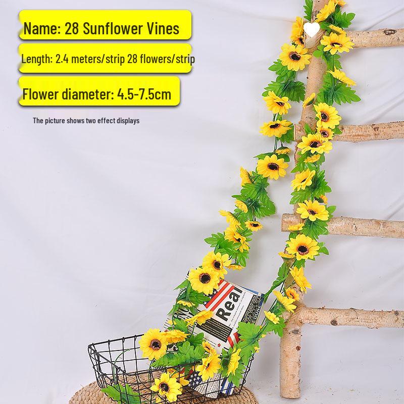 Artificial Rose Vine Ceiling Decor with Rattan for Living Room and AC Pipe Cover