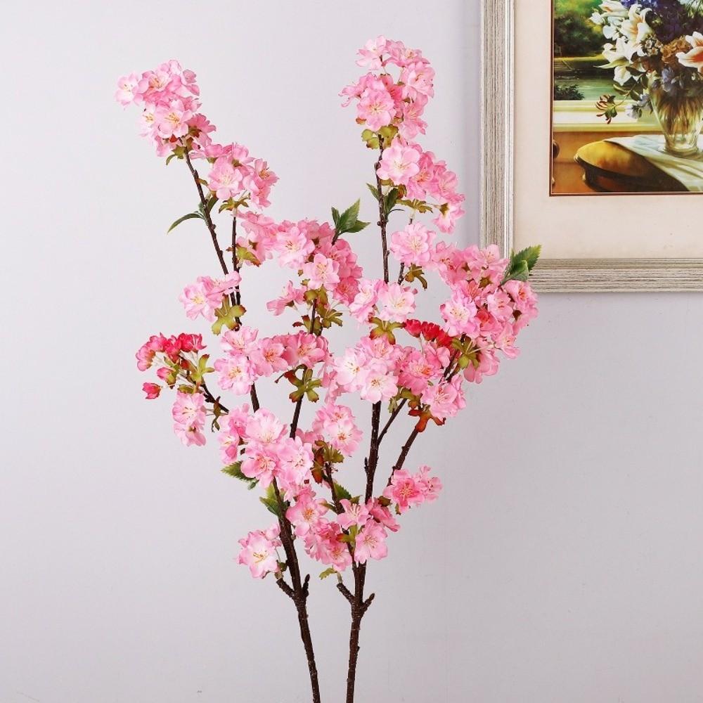 with Leaves Artificial Cherry Blossom Long Fake Flower Simulation Cherry Blossom  Teacher's Day