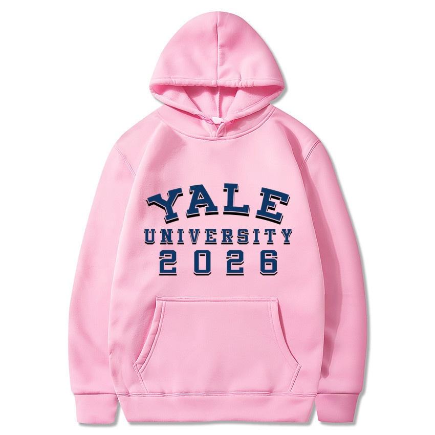 Yale University School Uniform for Autumn and Winter  Classic Solid Color Hoodie Daily Casual Fashion Long Sleeve Warm Hoodie