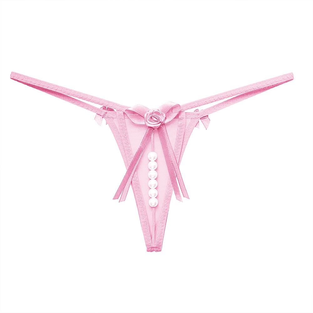Sexy Bow Beading Lingerie Female Underwear Women's Panties Solid Low Waist G-string Thongs Ladies