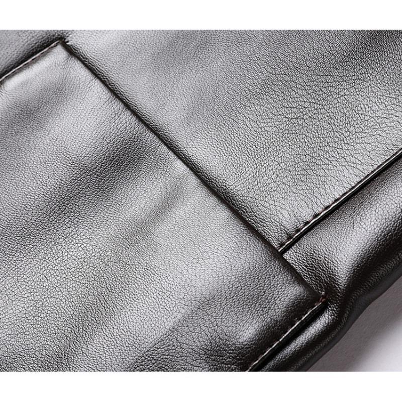 Кожаная куртка мужская осенне-зимняя новая мужская мягкая кожаная куртка с воротником — фото 9