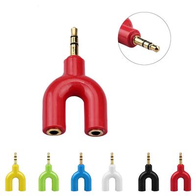 1PC 3.5 Mm Adapter rozdzielający Stereo Audio Y-Splitter 2 żeński przedłużacz kabla do słuchawek z mikrofonem