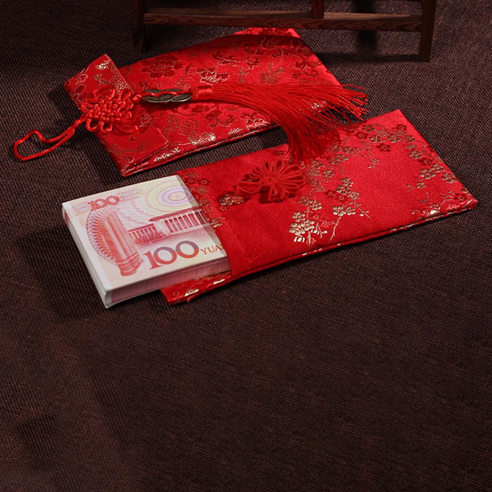 Chinese Brocade Red Envelope Bag Spring Festival Luck Red Packets Bag 2026 New Year Decoration For Chinese Wedding Birthday