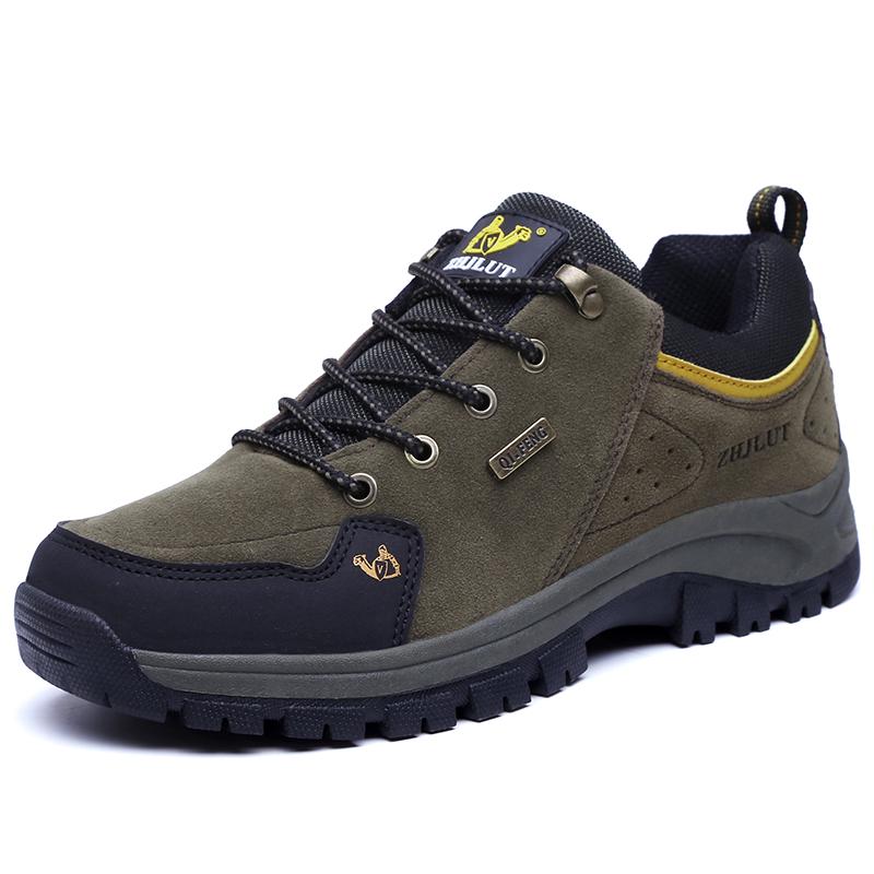 Fashion High Quality Leather Hiking Shoes Durable Outdoor Sport Men Trekking Leather Shoes Lace-Up Climbing Hunting Sneakers