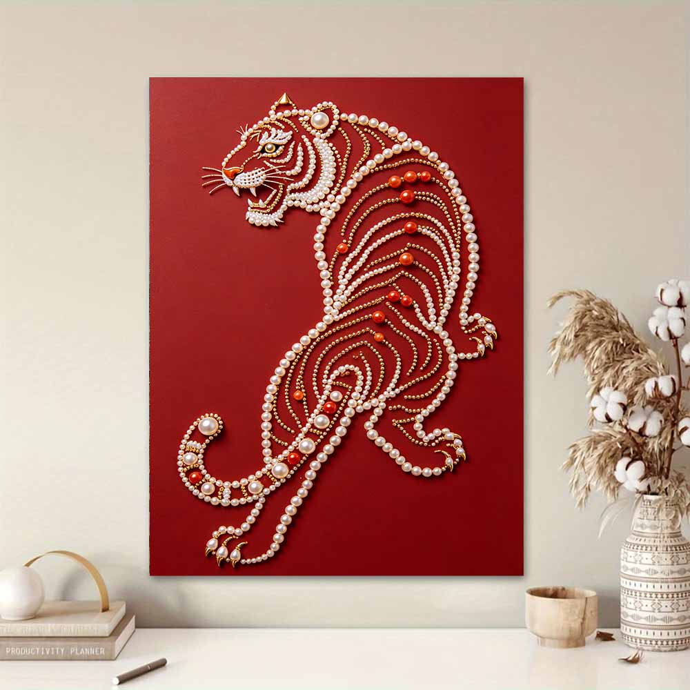 5D DIY Pearl Diamond Painting Kit Majestic Tiger Full Drill Embroidery Mosaic Art Home Wall Decor Gift