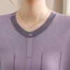 Elegant Ice Silk Short-Sleeve Knitted Top for Middle-Aged Women