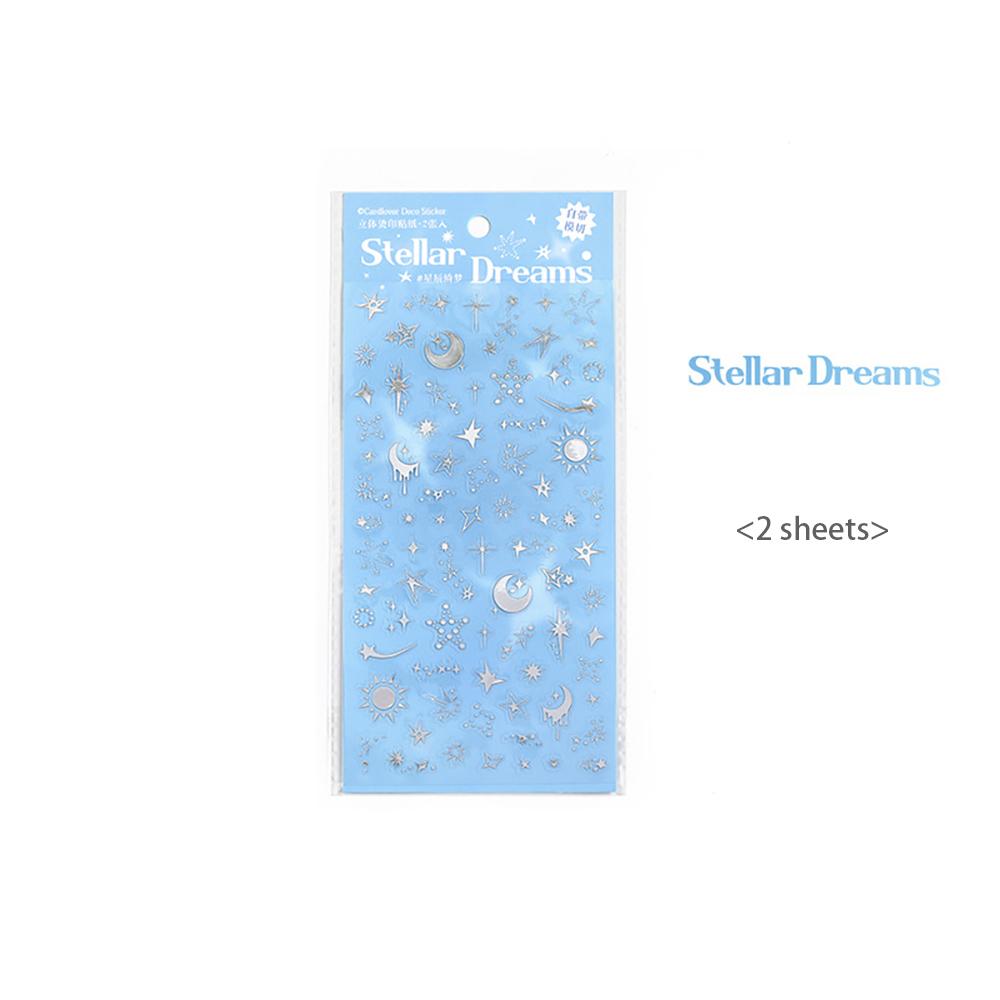 

3D hot stamping stickers Phantom Dream series Korean minimalist hand account DIY stickers, can decorate photos, postcards синий