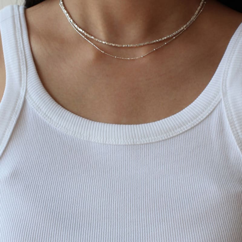 NORMALLEE [Silver 925] Glitter Pebble Necklace