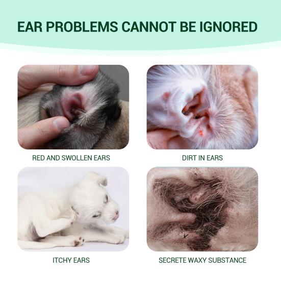 Limpiador de Oídos para Mascotas de 60 ml No Irritante Gatos Perros Líquido Limpiador de Oídos Suave para Oídos