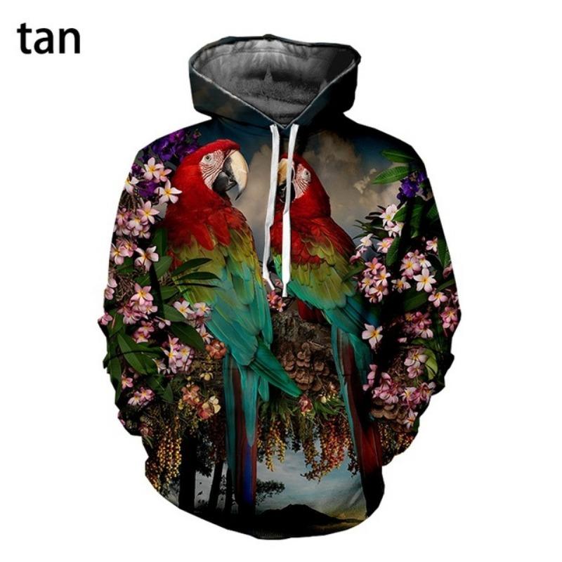 

Новейшие модные толстовки с капюшоном с принтом попугая 3D для мужчин и женщин, забавная толстовка с изображением животных, пуловер с изображением птиц 2XL