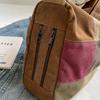 Large Capacity Stitching Contrast Canvas Bag Women's Crossbody Bag Student Class Commuter Bag