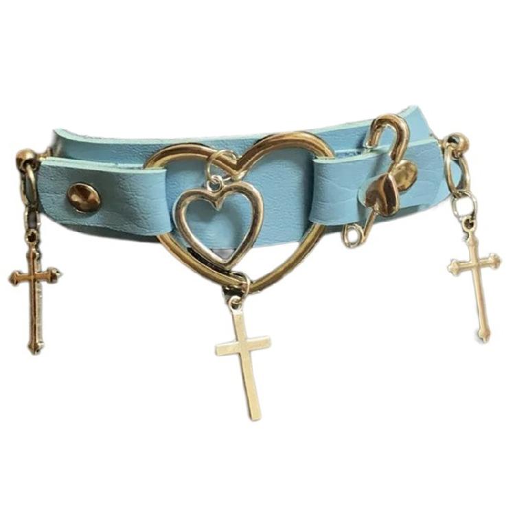 Δερμάτινο Κολιέ με Σταυρό Κολιέ Choker Σταυρός για Γυναίκες