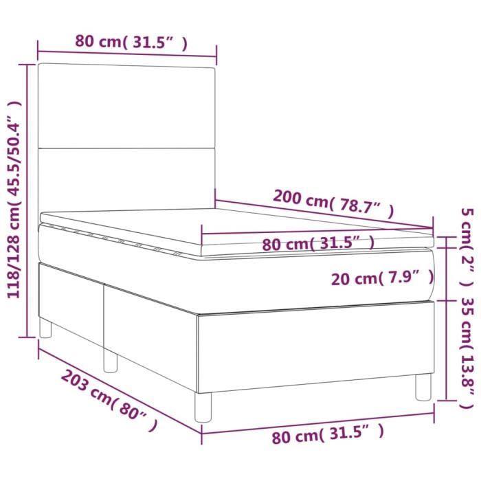 3142872 vidaXL Lit à sommier tapissier et matelas Vert foncé 80x200 cm Velours