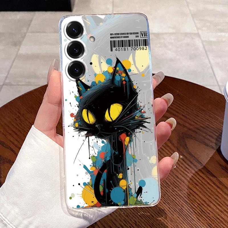 For Samsung Galaxy S25 FE S25 Edge S25 Slim S25+ Cases Clear Soft TPU Back Cover For Samsung S25 Plus Cute Rabbit Cat Phone Case