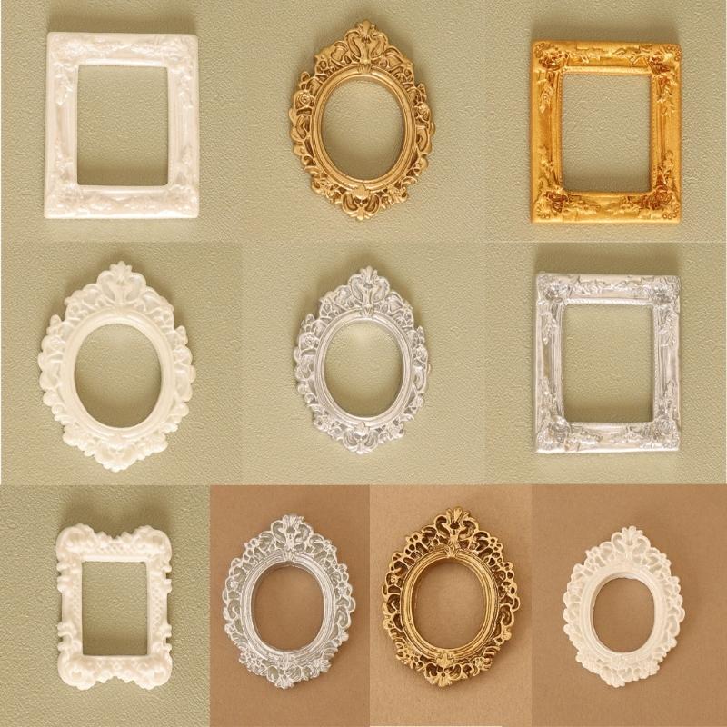Mini Gold Picture Frame Victorian Small Resin Antique Photo Frame Tiny Baroques Ornate Frame Without Glass or Backing